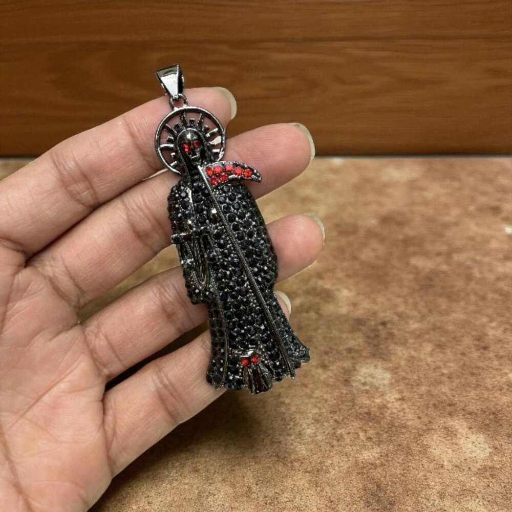 The Grim Reaper Pendant - Iced Bling Dije de La Santa Muerte 3 inch